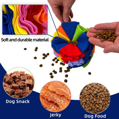 Polar fleece pet sniffing toy ball in 8cm to 20cm sizes for molar chewing and training