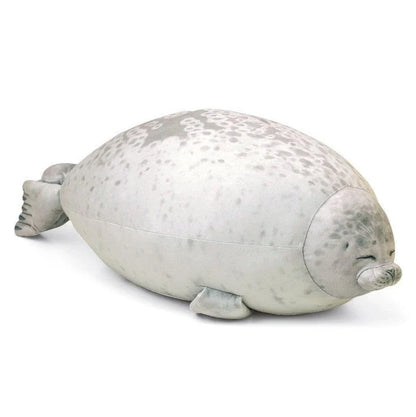 A plush, lifelike seal cushion in various sizes and colours, made of soft velvet fabric and PP cotton filling