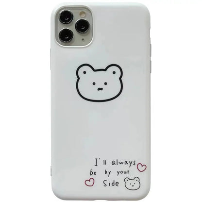 Silicone iPhone case with a Korean cartoon bear design on the back.