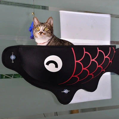 Window-mounted pet hammock for cats and small dogs in various colours