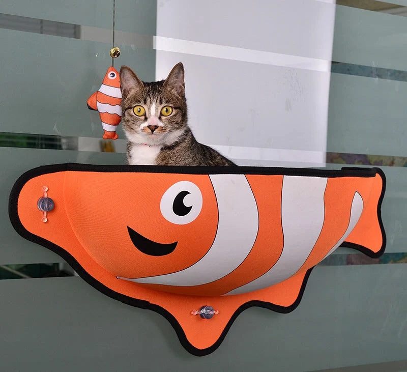 Window-mounted pet hammock for cats and small dogs in various colours