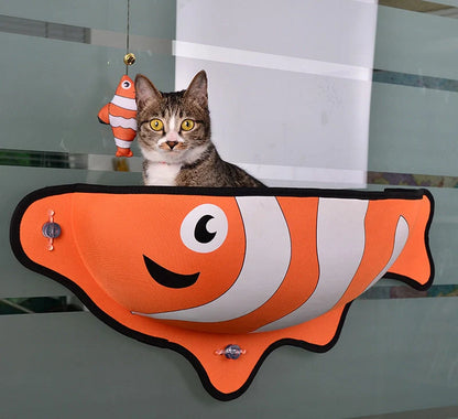 Window-mounted pet hammock for cats and small dogs in various colours