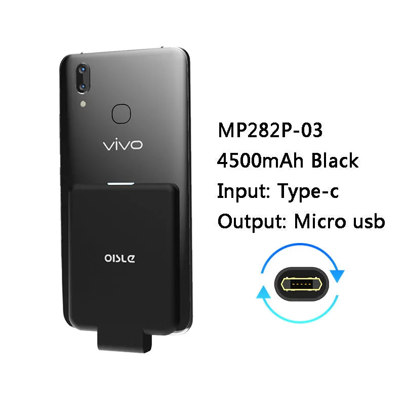 MP282P back clip battery in five colour options showing 90mm x 61mm dimensions