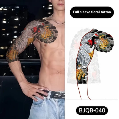 Retro traditional simulation flower arm body sticker sheet, 520mm x 370mm, transfer printing, BJQB pattern options