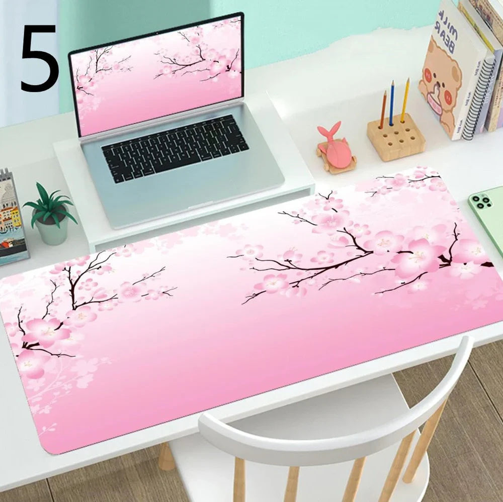 Large gaming mouse desk mat with printed design, multiple size options from 300x600mm to 400x900mm