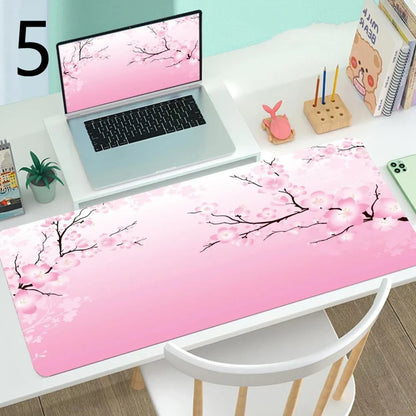 Large gaming mouse desk mat with printed design, multiple size options from 300x600mm to 400x900mm