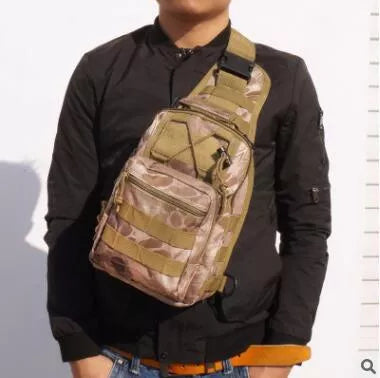 Compact camouflage canvas chest bag for outdoor sports, waterproof and lightweight