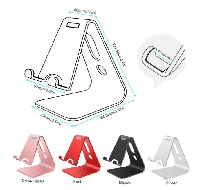 Aluminium phone and tablet stand in Black, Red, Rose Gold and Silver colour options