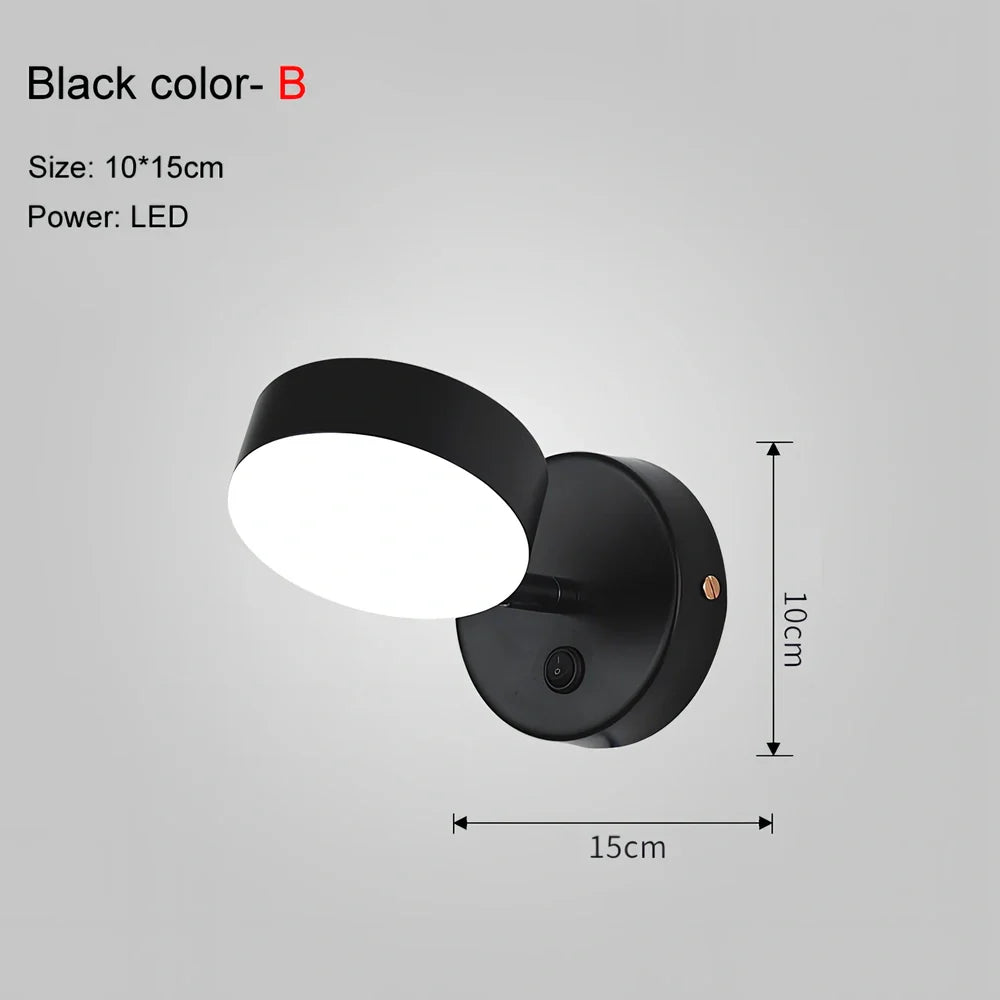 Modern bedside wall lamp in black with PVC shade and push button, LED G4 bulb for hotel room lighting