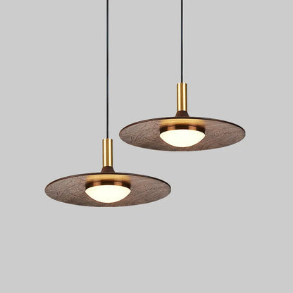 Personalised bar chandelier with walnut wood body and copper accents in modern Chinese style