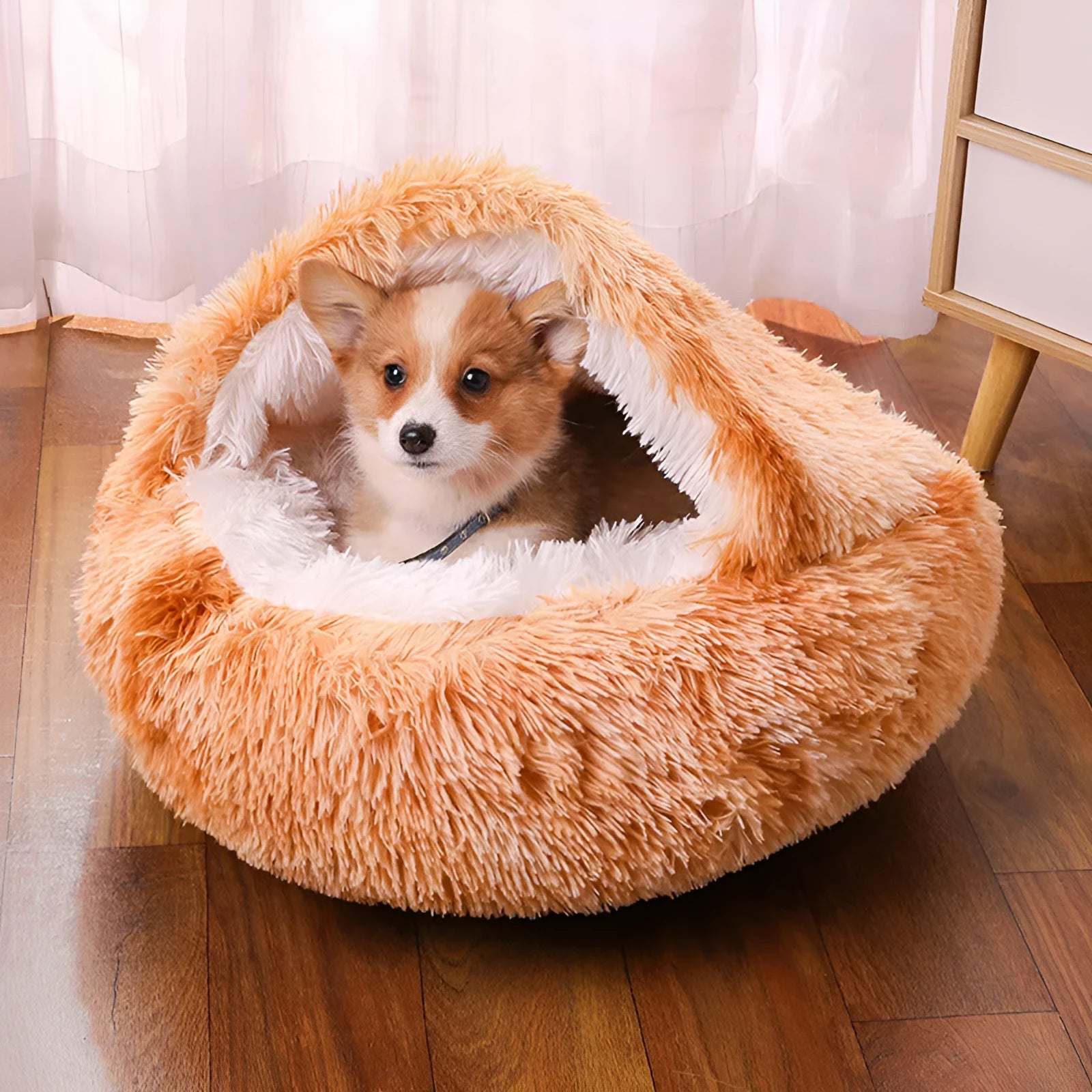 Waterproof cloth dog kennel with semi-enclosed design and removable cover in a gradient colour