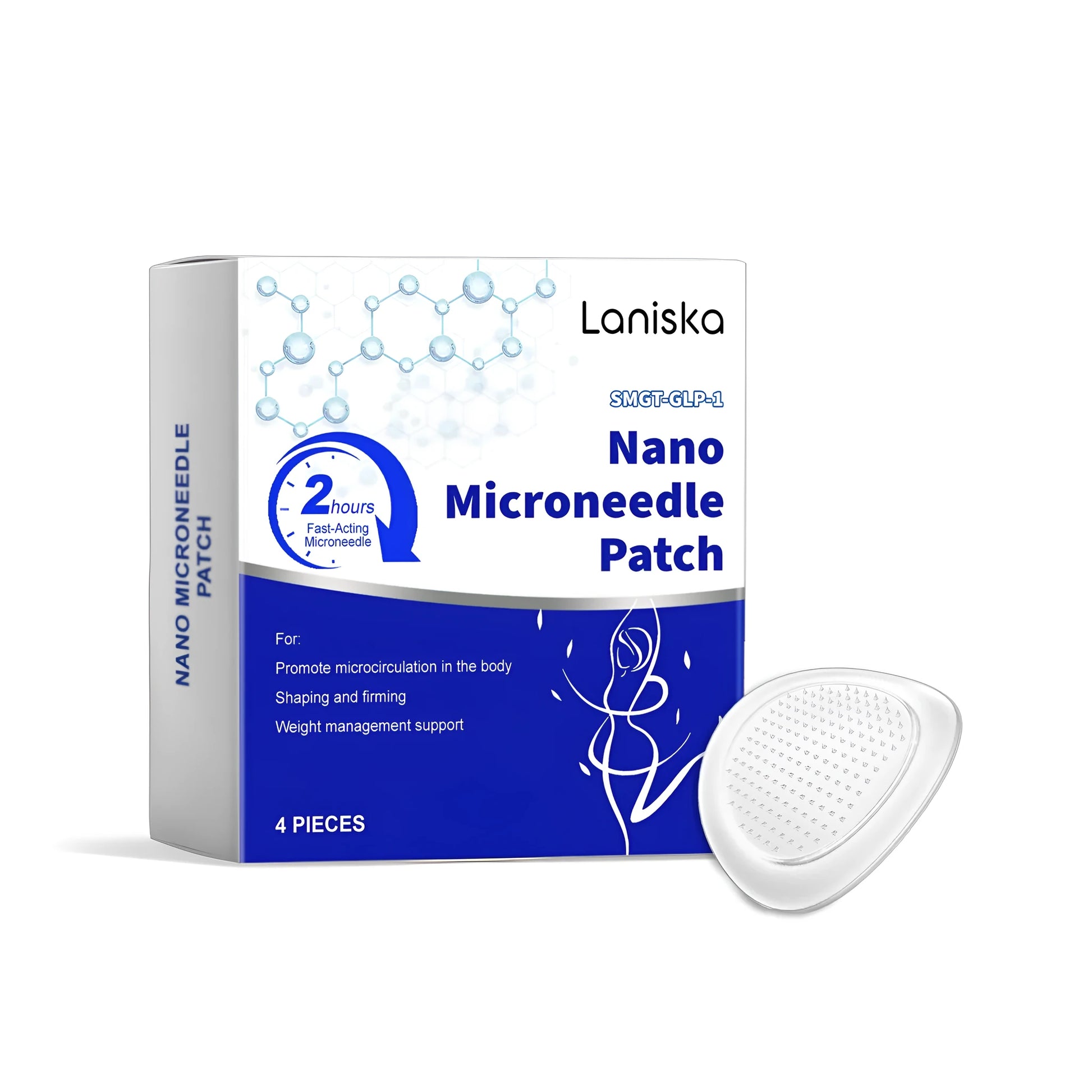 Four nano microneedle patches in a pack for skincare