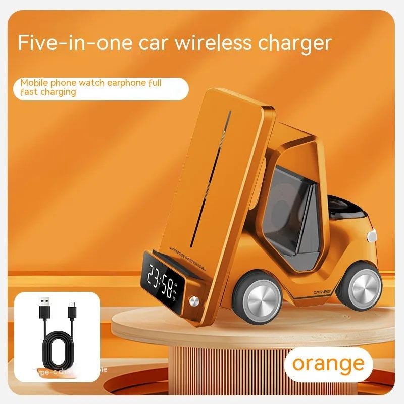 15W three-device wireless charging bracket in grey colour with compact 150x146x75mm dimensions