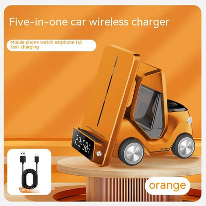 15W three-device wireless charging bracket in grey colour with compact 150x146x75mm dimensions