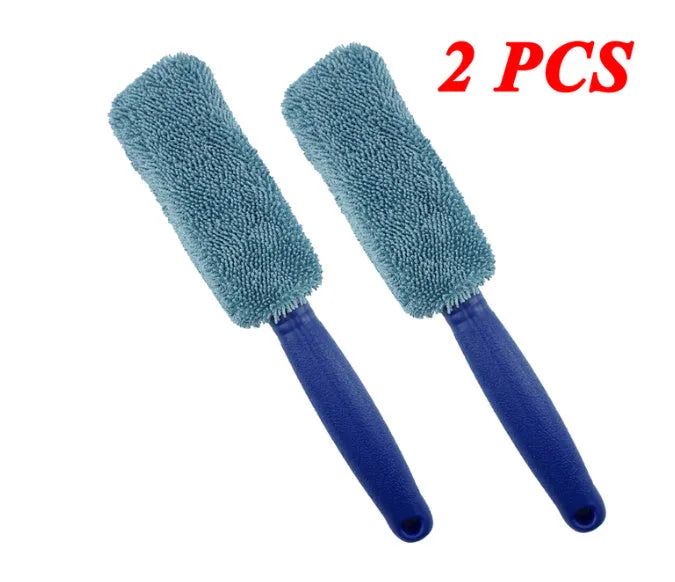 29cm long microfiber car tire brush for cleaning wheels and hubcaps in grey colour