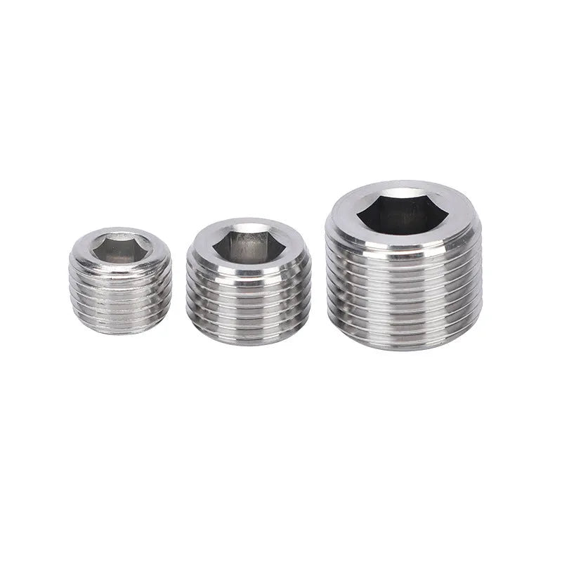 Stainless steel hexagonal bulkhead plug with 3/8 inch male thread