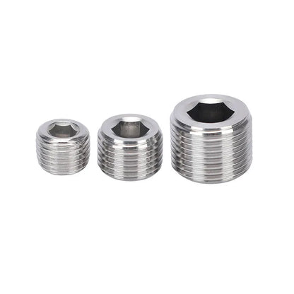 Stainless steel hexagonal bulkhead plug with 3/8 inch male thread