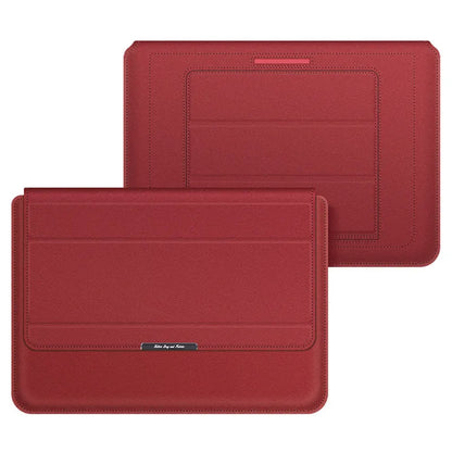 Three-in-one laptop bag in faux leather and plush, shown in black, dark blue, rose gold, grey, dark green, red or camel.