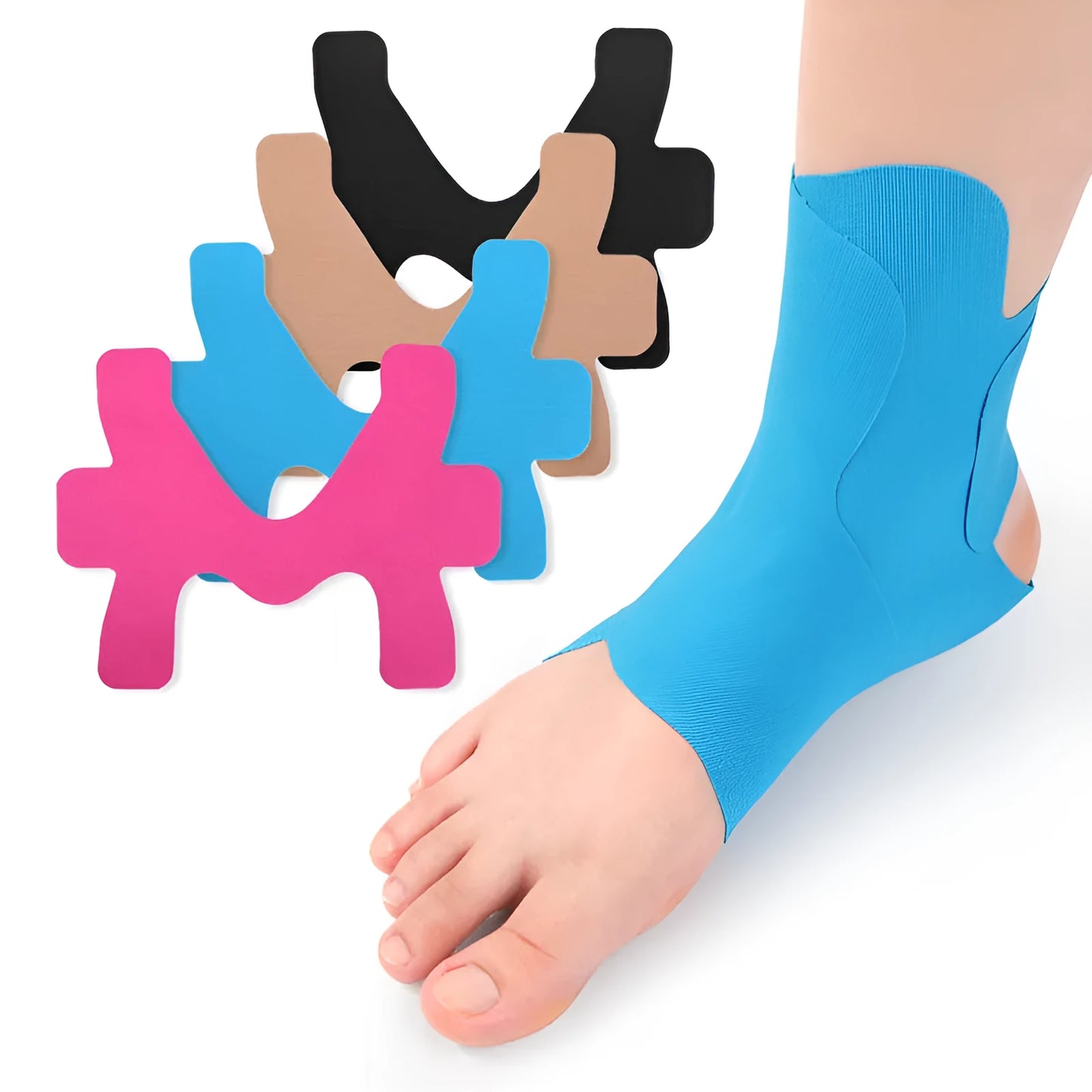 Pre-slitting elastic kinesiology tape bandage for ankle and calf support in four colours