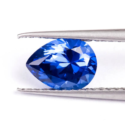 Royal blue love shaped tiara cultivate gemstone in multiple shapes and carat weights for jewellery making.