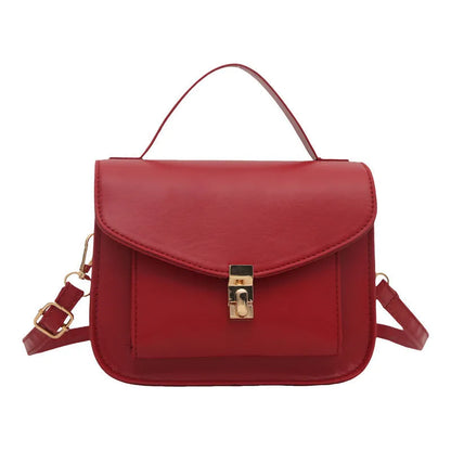 A horizontal square-shaped PU leather shoulder messenger bag in a choice of colours, showing the document compartment interior.