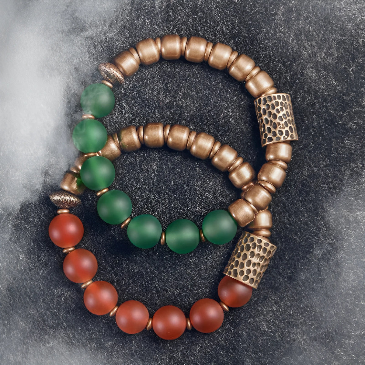 Natural agate couples bracelet with retro ethnic style in green and red colour options