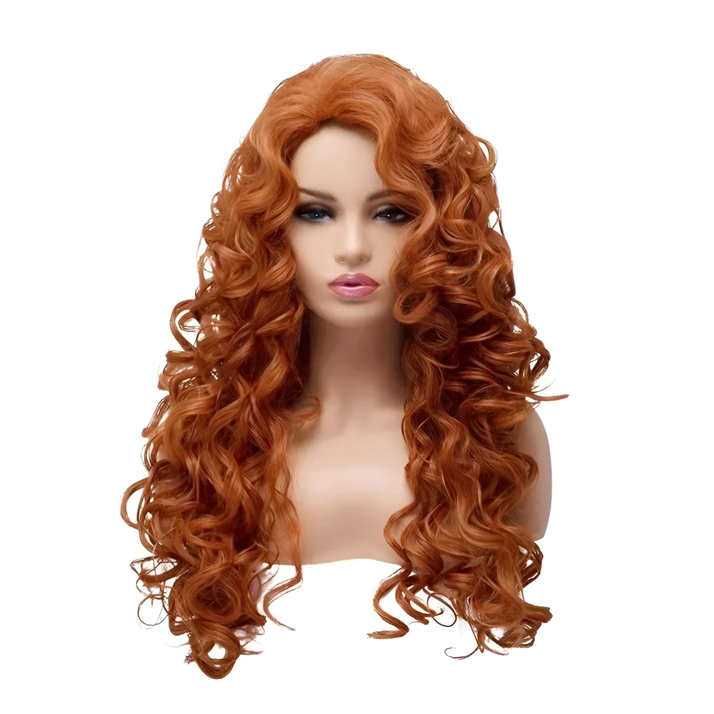 Brown long curly wig with instant noodles fluffy texture for cosplay
