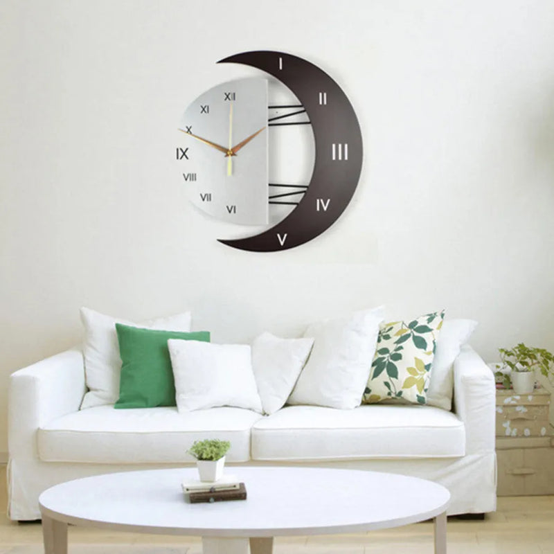 Wall clock with round design featuring pointer and number display, 24-hour indication, sweep movement, battery-powered quartz movement, wooden MDF shell, available in Arabian watch or Roman watch styles and two sizes: 39x41cm medium or 31x32cm small