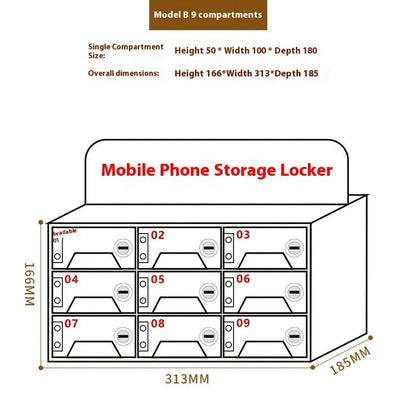 Transparent acrylic mobile phone storage cabinet with charging holes in modern simple style for office organisation