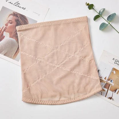 Mesh belly band body sculpting strap in black and skin colour options for postpartum waist trimming