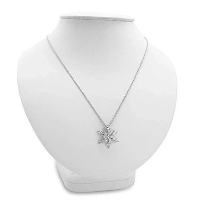 Elegant crystal snowflake pendant necklace with shimmering zircon stones for stylish Christmas celebrations