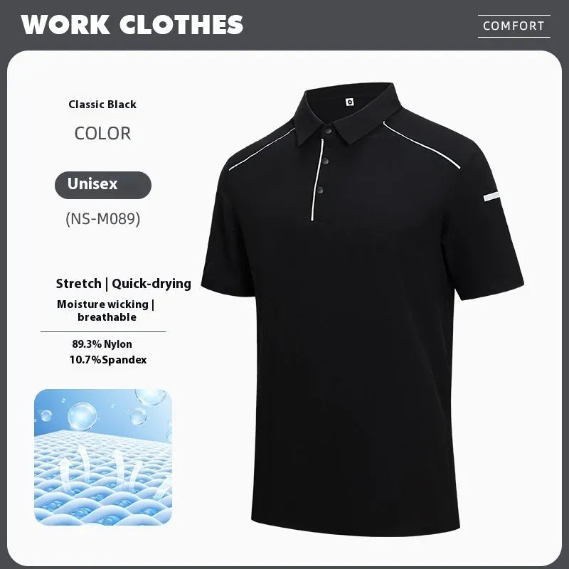 Quick-drying breathable polo shirt in solid colour with short sleeves and regular fit