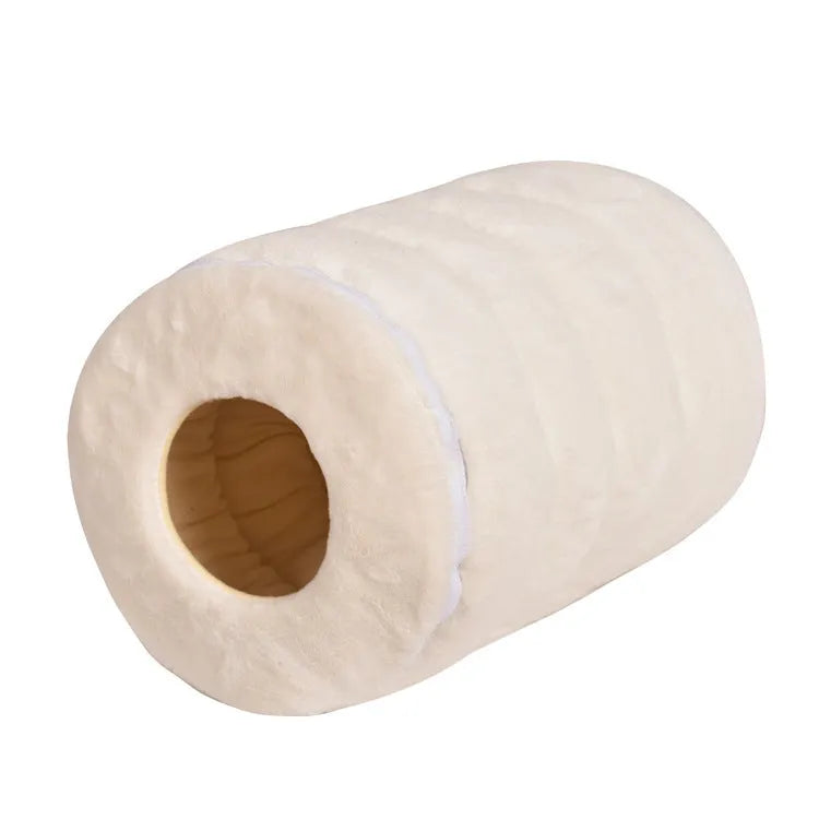 Pet house pet nest with soft small rabbit fur lining, available in six colours including camel, grey, and pink, measuring 50 cm by 33 cm for small to medium pets seeking a warm resting place.