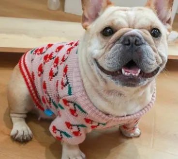 Christmas dog sweater in Santa Claus red polyester, casual pet jumper available in sizes S to XL
