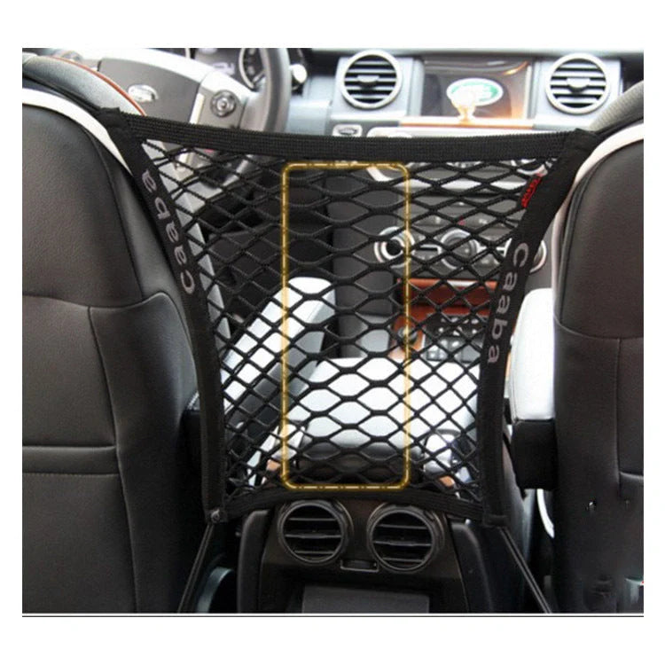 Elastic Car Pet Fence in black, high-strength nylon mesh for dog safety