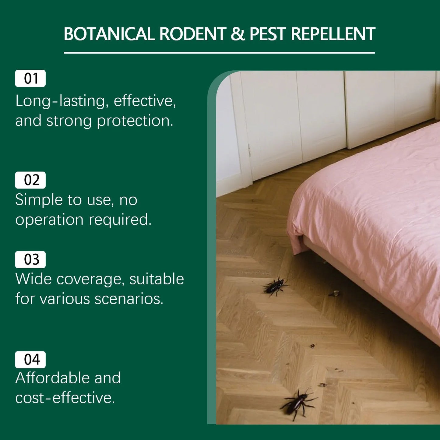 Pack of ten natural anti-mouse repellent pills and three mesh bags for rodent control.
