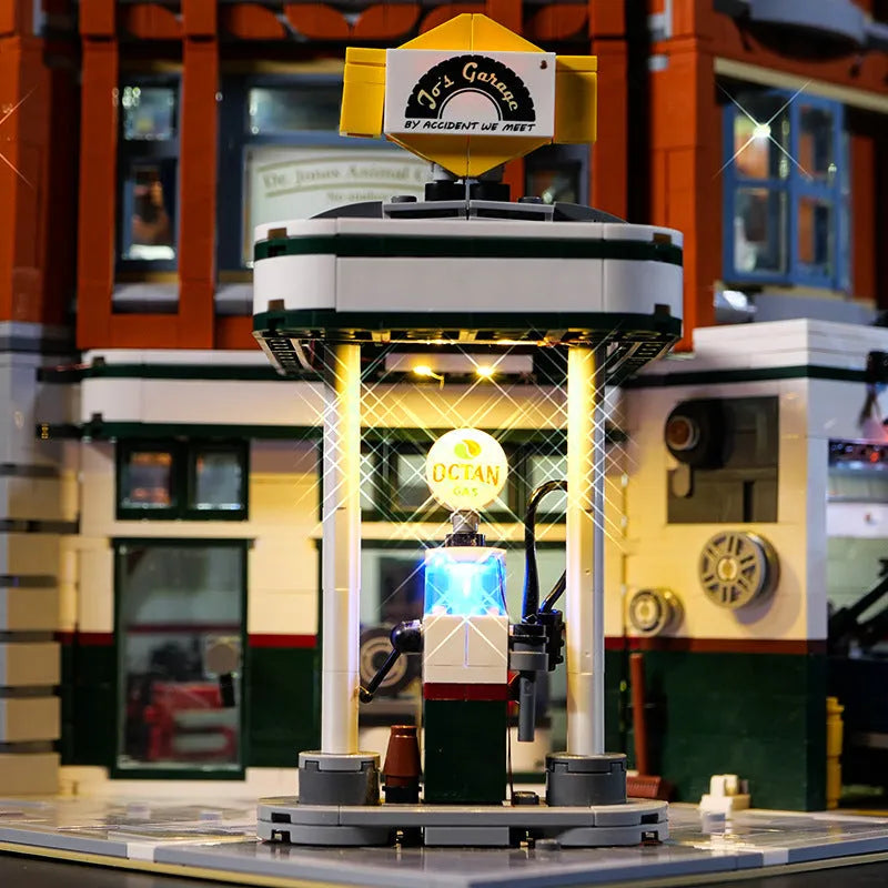 MOC modified LED lighting accessories with plastic housing for building block corner illumination