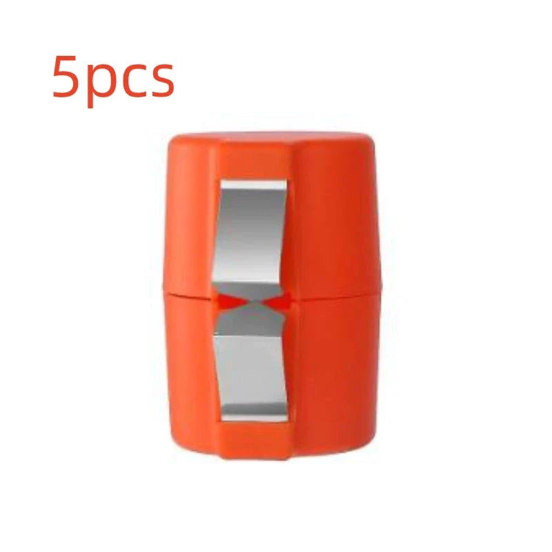 Premium egg cracker and separator made of stainless steel and plastic, available in various colors, used for effortless egg preparation in the kitchen