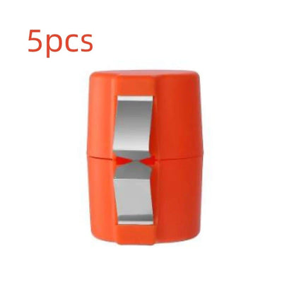Premium egg cracker and separator made of stainless steel and plastic, available in various colors, used for effortless egg preparation in the kitchen