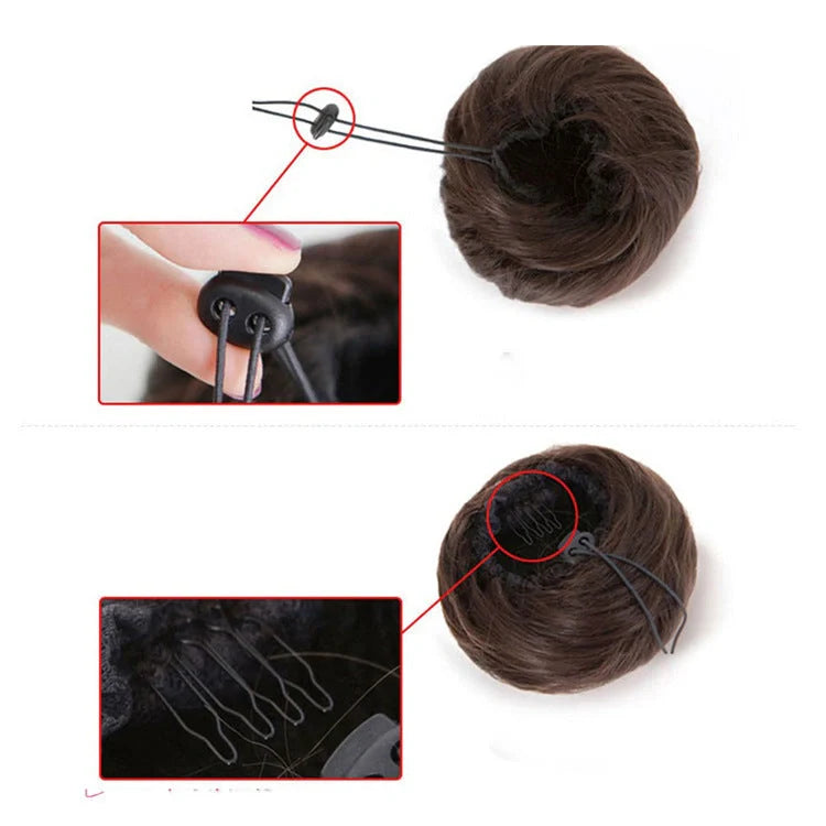 Synthetic hair wig with decorative flower buds in various shades