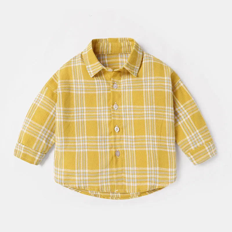 Men's khaki lattice shirt with animal print long sleeves on a hanger