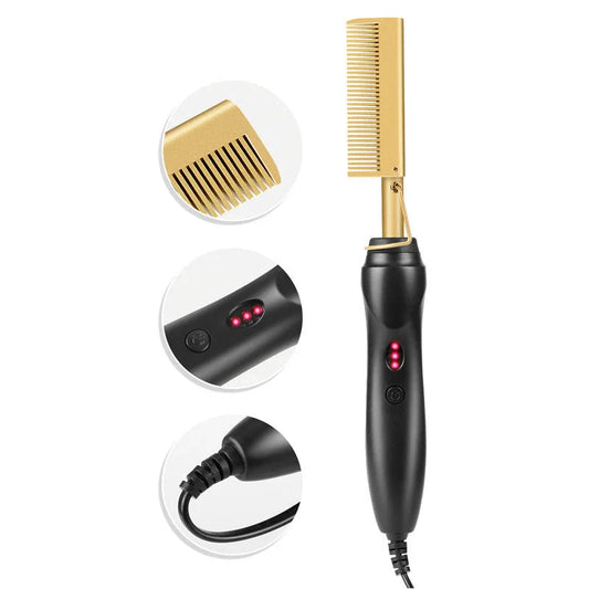 Ceramic Straightening Comb with Adjustable Temperature Settings for Smooth, Frizz-Free Hair