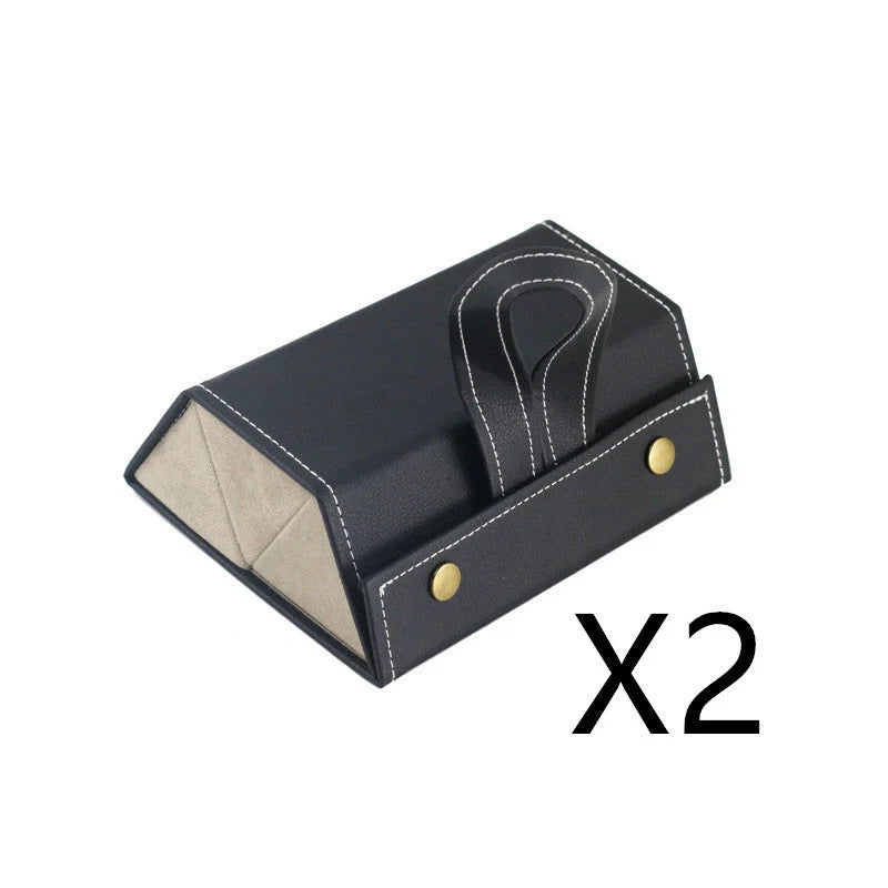Foldable PU leather sunglasses and eyeglasses travel organiser case in black and brown