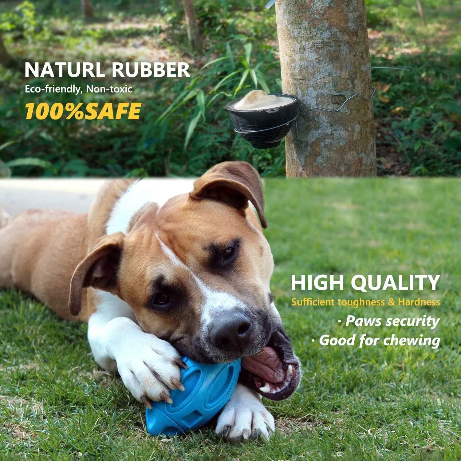 Blue green orange squeaky rubber chew ball dog toy for aggressive chewers