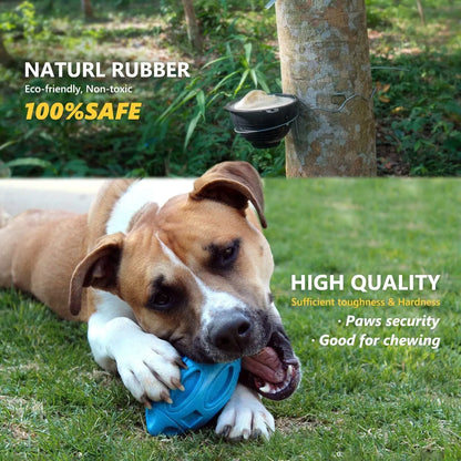 Blue green orange squeaky rubber chew ball dog toy for aggressive chewers