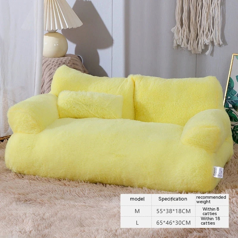 Cozy and luxurious cat bed sofa in various colors, featuring a thick backrest and anti-slip base for pets' comfort and relaxation