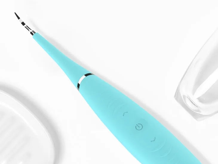 Pink and blue waterproof electric tooth scaler with 190mm handle for dental calculus removal