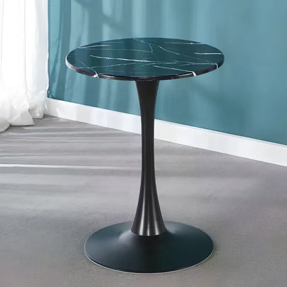 Scandinavian style conference table with folding chairs in white finish, 60cm diameter