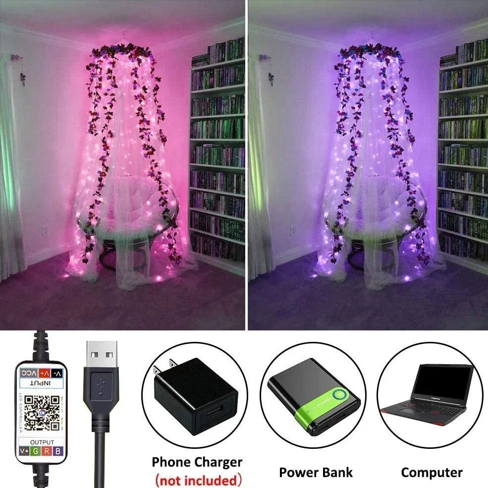 10m Bluetooth RGB Christmas tree light string with 100 waterproof LEDs and remote control