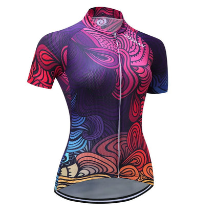 Mountain bike set in purple pineapple fabric with moisture wicking, available in sizes XS to 3XL
